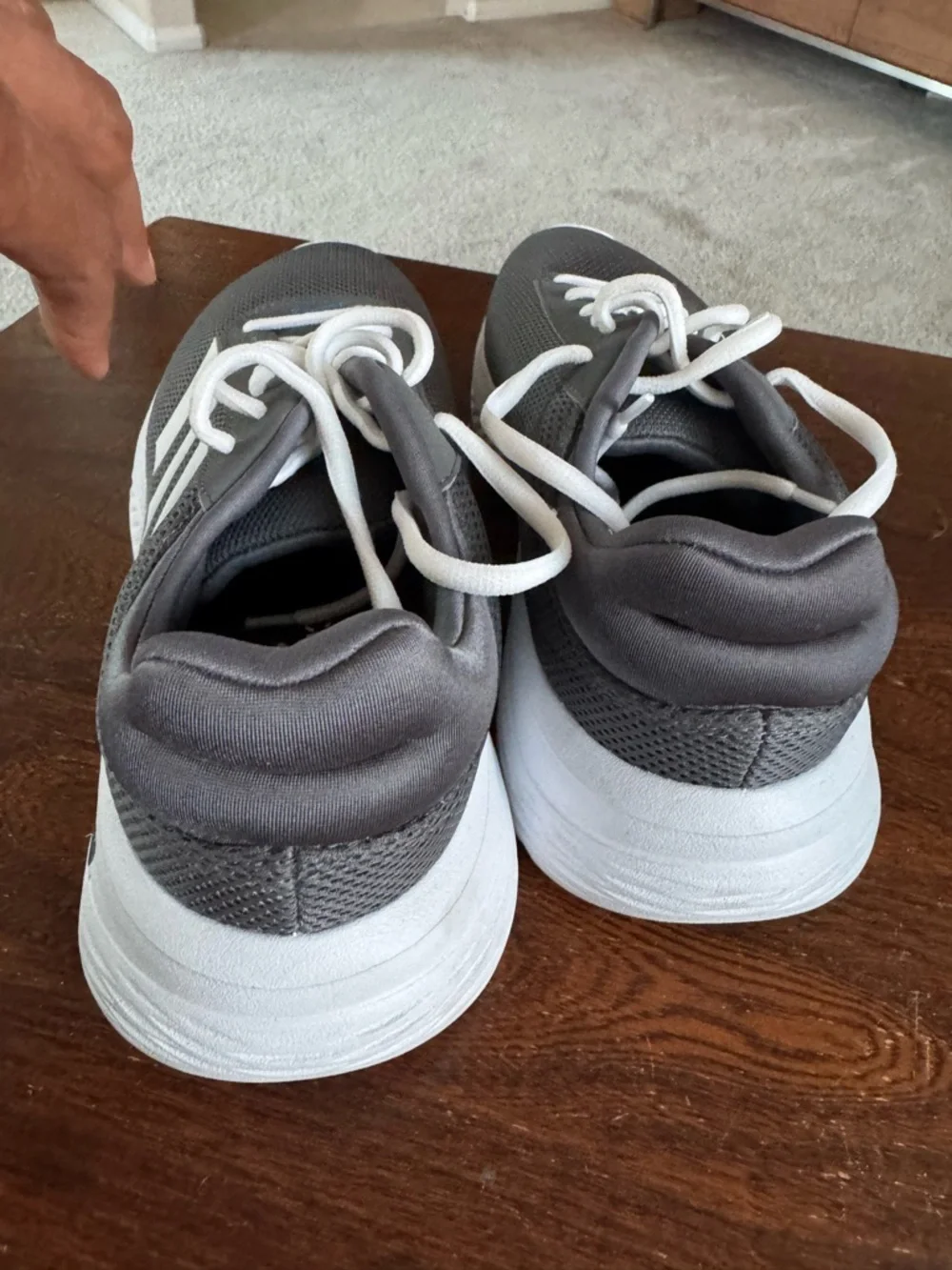 adidas Men's Cloudfoam Grey Mesh Sneakers with White Stripes